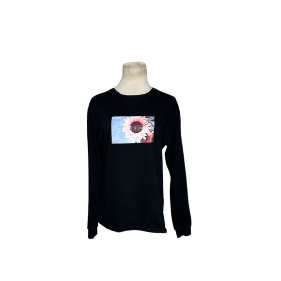 Publish black pink flower print long sleeves sweatshirt size Small - Picture 12 of 12